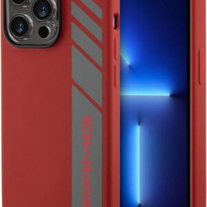 AMG SILICONE MAGSAFE CASE VERTICAL LOGO PATTERN IP15 PRO MAX RED