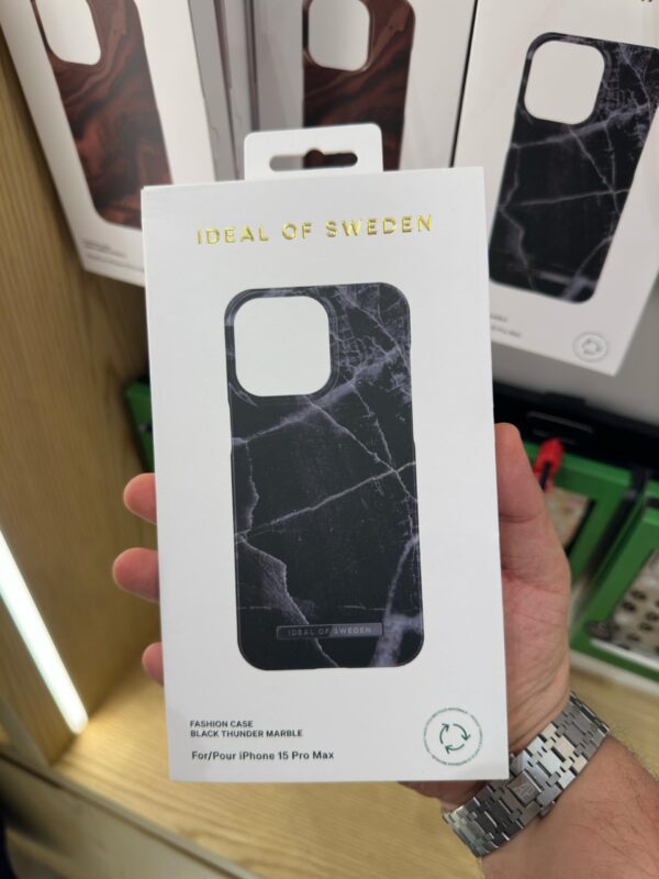 Ideal Of Sweden Fashion Case iPhone 15PR Black Thunder Marble
