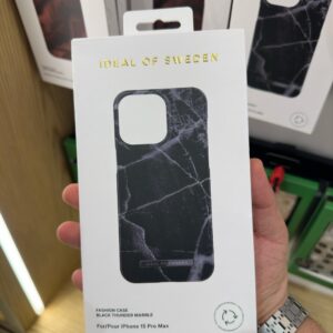 Ideal Of Sweden Fashion Case iPhone 15PR Black Thunder Marble