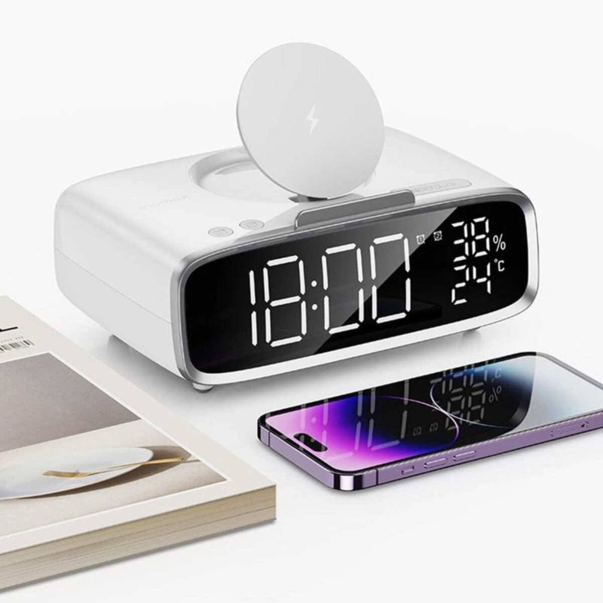 Momax-Q_Clock-5-Digital-Clock-With-Wireless-Charger-White-7.jpg Momax Q.CIock5 Digital Clock with Wireless Charging (White) - الصورة 1