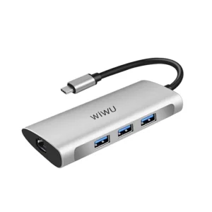 WIWU Alpha 6 in 1 Multi-Function Hub Adapter 631STR - Silver