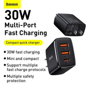 Baseus Compact Quick Charger 2U+C 30W EU - Black
