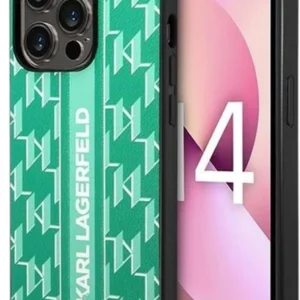 KARL HC PU MONOGRAM STRIPE GREEN IP14 PRO MAX