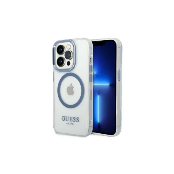 GUESS HC MAGSAFE METAL OUTLINE BLUE IP14 PRO MAX