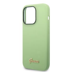 GUESS HC SILICONE PC CAMERA SCRIPT LOGO GREEN IP14 PRO MAX